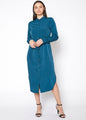 Women's Long Mock Neck Shirt Dress