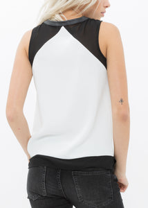 Women's Sleeveless Cut Block Zip Top