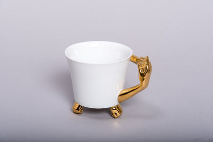 Retro Style Porcelain Cup 'GOLDEN HAND' l 12oz l