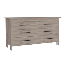 Load image into Gallery viewer, 6 Drawer Double Dresser Wezz, Four Legs, Superior Top, Light Gray
