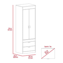 Load image into Gallery viewer, Armoire Tarento,Two Drawers, Smokey Oak / White Finish
