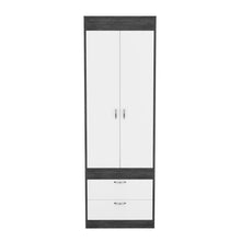 Load image into Gallery viewer, Armoire Tarento,Two Drawers, Smokey Oak / White Finish
