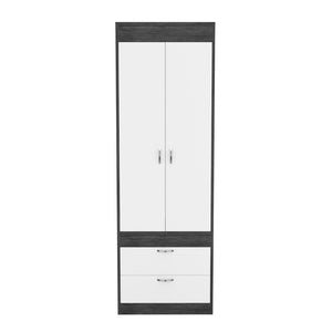 Armoire Tarento,Two Drawers, Smokey Oak / White Finish