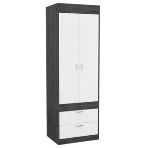 Armoire Tarento,Two Drawers, Smokey Oak / White Finish