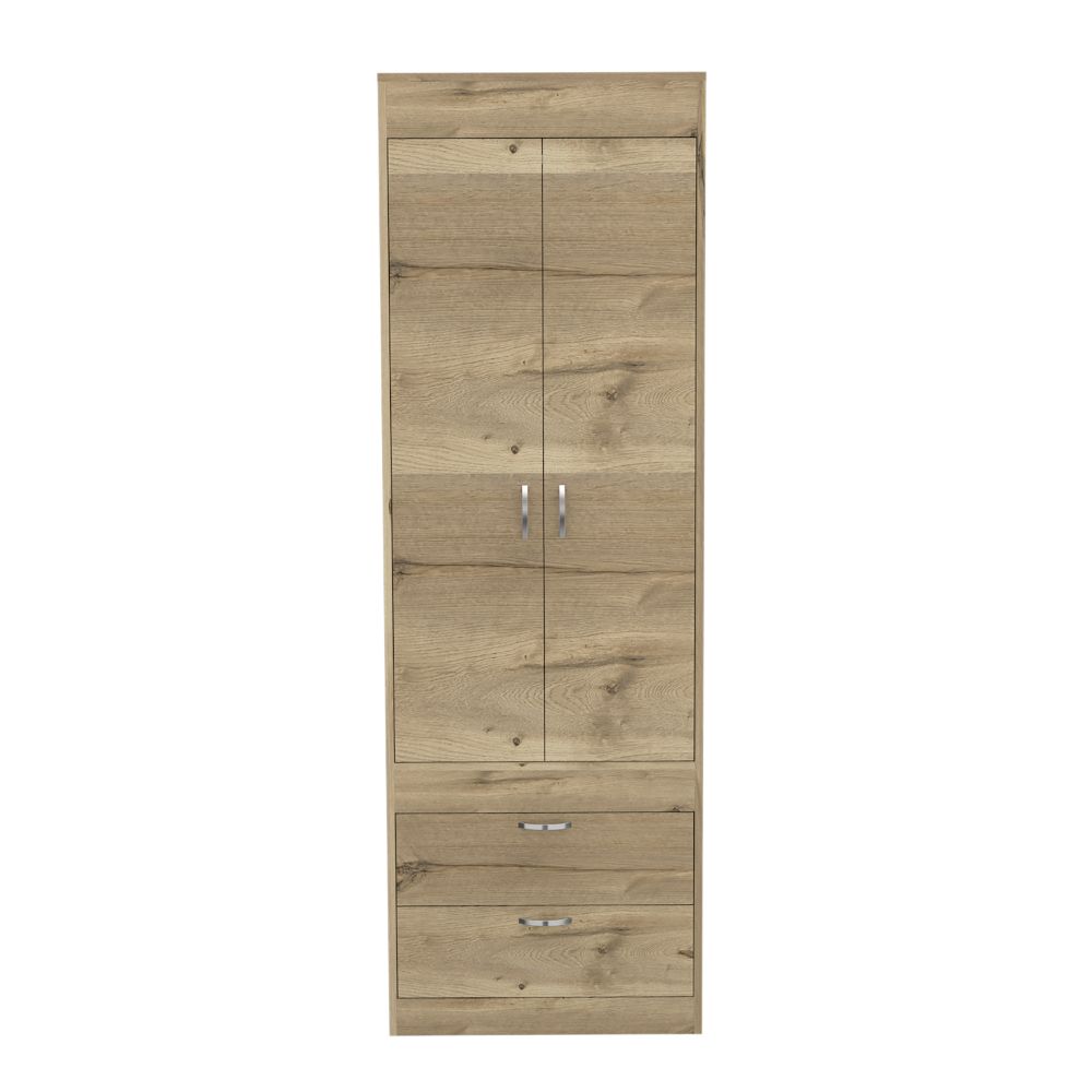 Armoire Tarento,Two Drawers, Light Oak / Black Wengue Finish