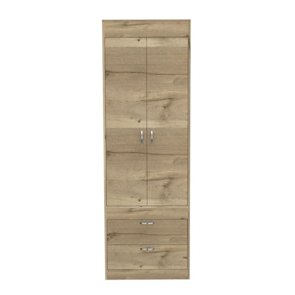 Armoire Tarento,Two Drawers, Light Oak / Black Wengue Finish