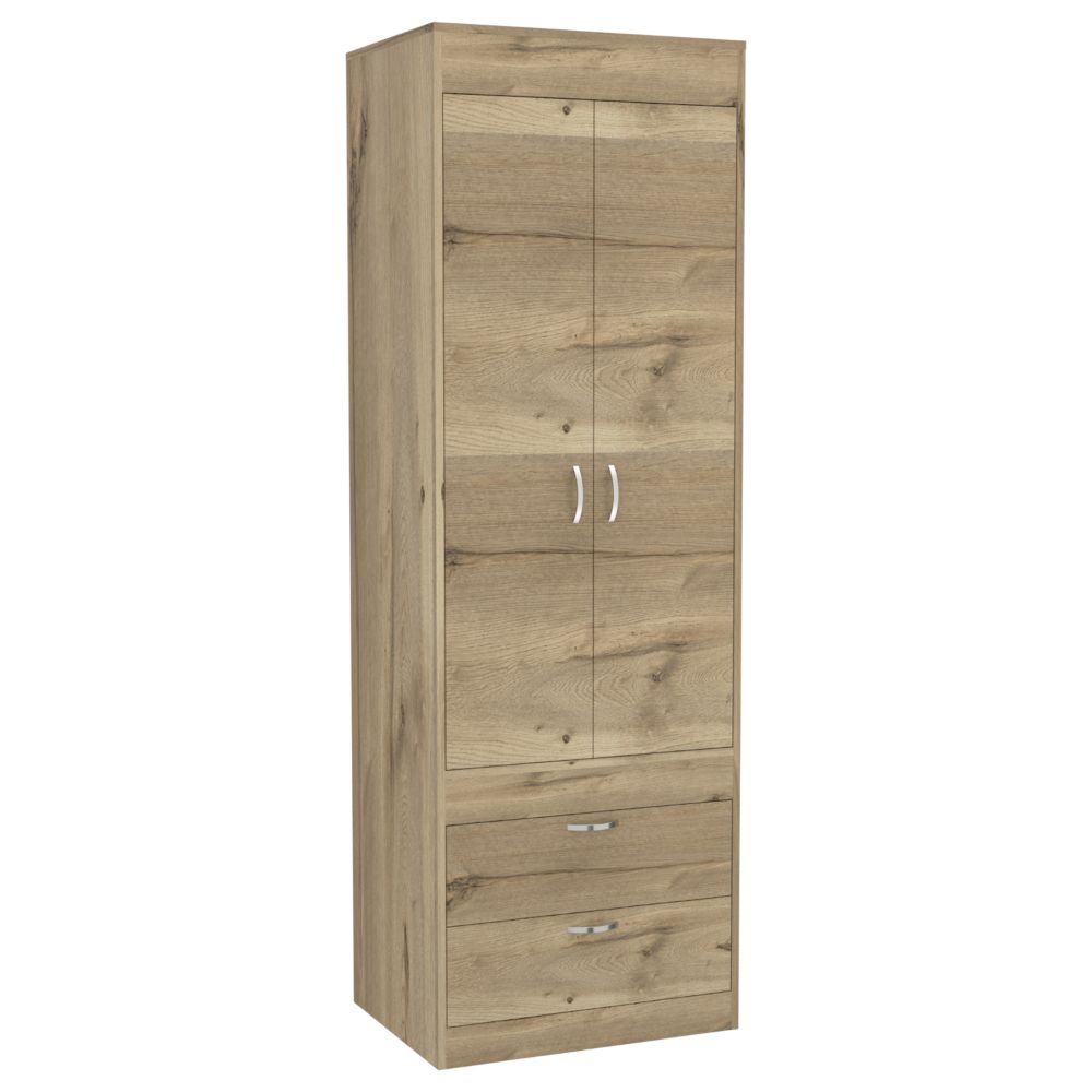 Armoire Tarento,Two Drawers, Light Oak / Black Wengue Finish