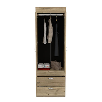 Armoire Tarento,Two Drawers, Light Oak / Black Wengue Finish