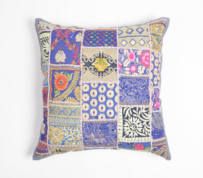 Upcycled Cotton Embroidered Patchwork Cushion Cover | Decorative Pillows