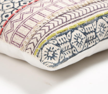 Block Printed Cotton Geometric Maximal Cushion Cover