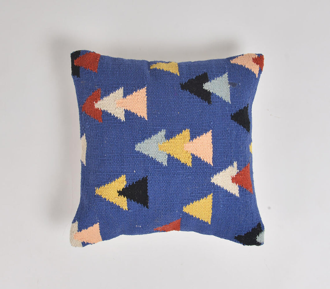 Abstract Triangles Cerulean | Cushion Cover