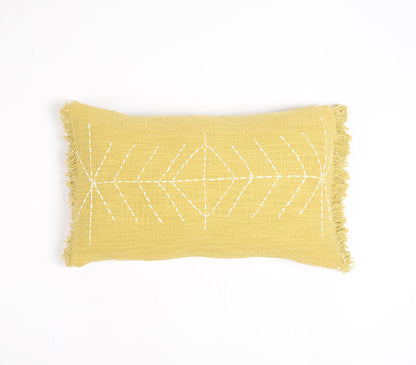 Embroidered Cotton Lumbar Cushion Cover