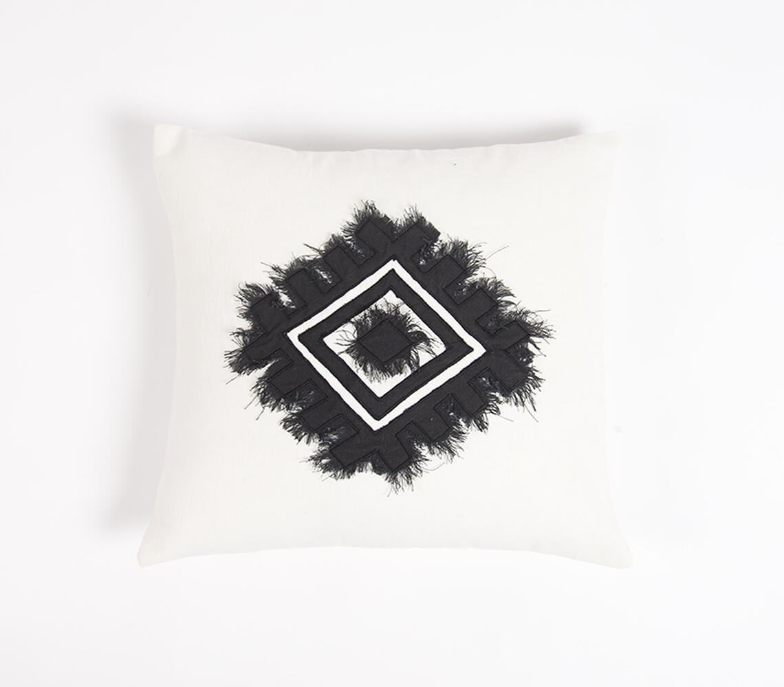 Embroidered & Fringed Cotton | Cushion Cover