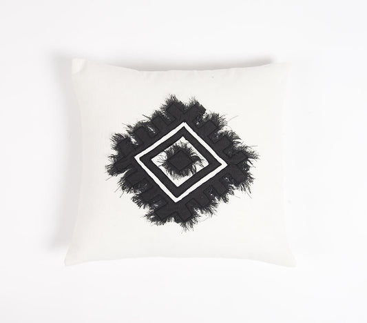 Embroidered & Fringed Cotton | Cushion Cover