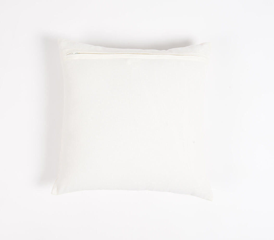 Embroidered & Fringed Cotton | Cushion Cover