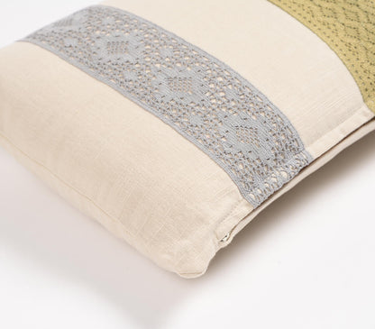 Hand Stitched Lace Cotton Lumbar | Cushion Cover