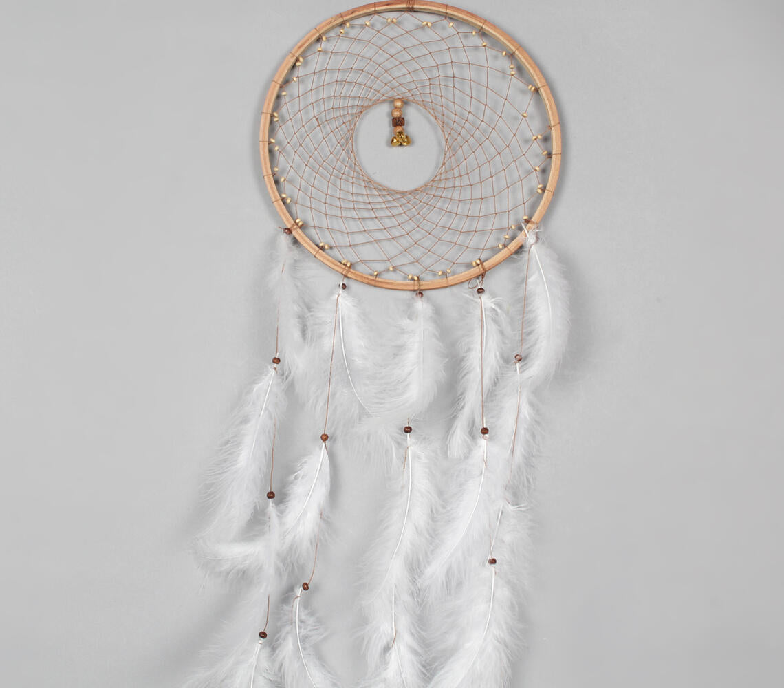 Classic Beaded & Faux Feathers Dreamcatcher