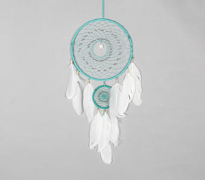 Classic Beaded & Faux Feathers Turquoise Dreamcatcher