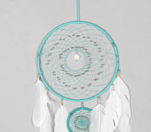 Load image into Gallery viewer, Classic Beaded &amp; Faux Feathers Turquoise Dreamcatcher
