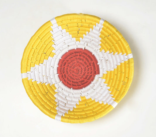 Handwoven Floral Star Round Wall Plate | Wall Decor