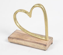 Load image into Gallery viewer, Aluminium Hearts With Wooden Base (set of 2)
