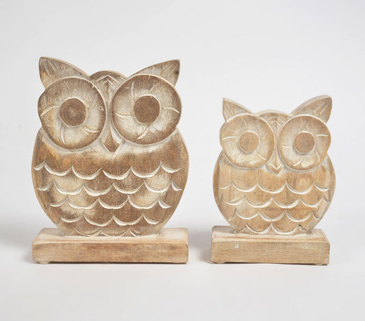 Wooden Owls Decorative (Set of 2) | Home Decor