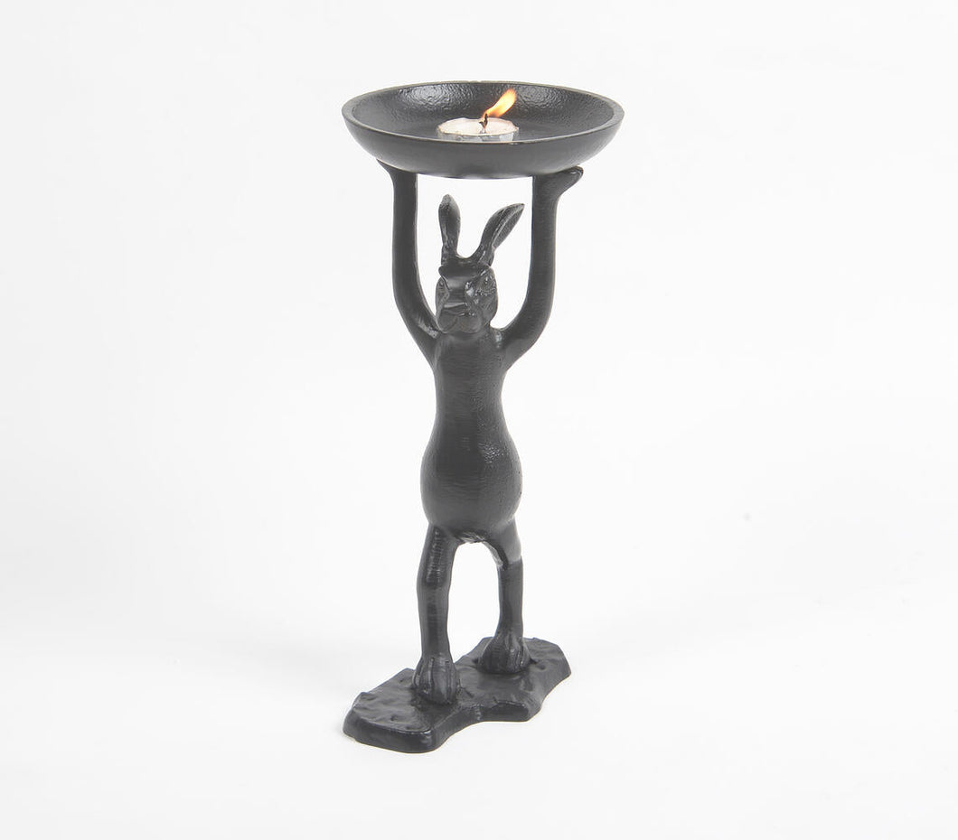 Cast Aluminium Rabbit Tea Light Stand