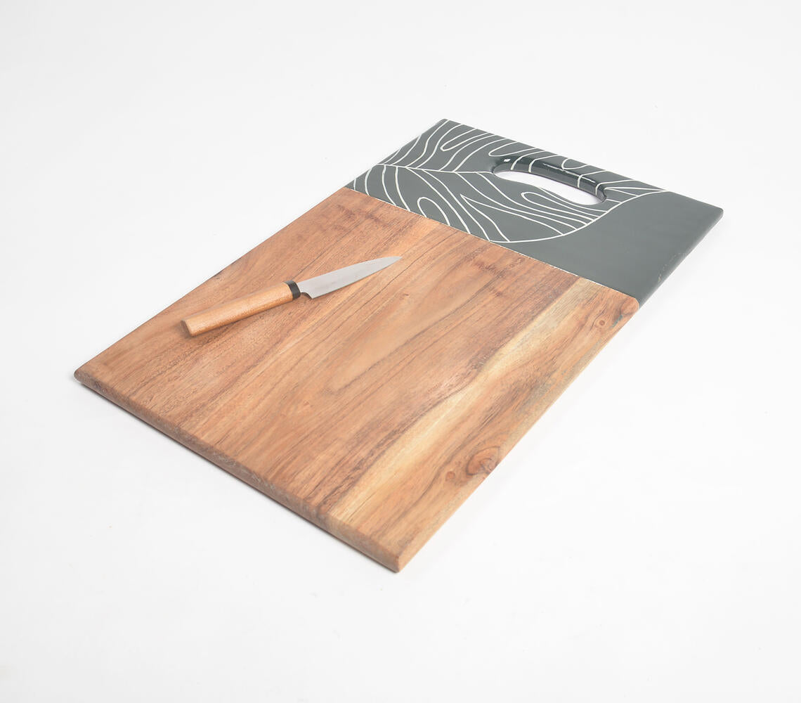 Forest Leaf Enameled Mango Wood Chopping Board | Kitchen