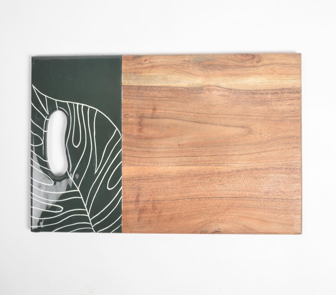 Forest Leaf Enameled Mango Wood Chopping Board | Kitchen