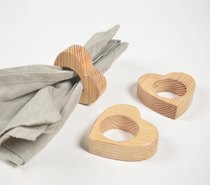 Heart Cut-Out Mango Wood Napkin rings (set of 4) | Kitchen