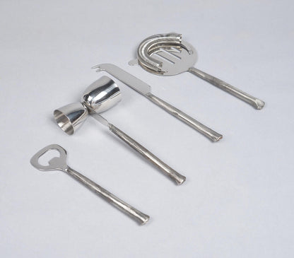 Silver-Toned Stainless Steel Bar Tools (Set of 4) | For The Bar