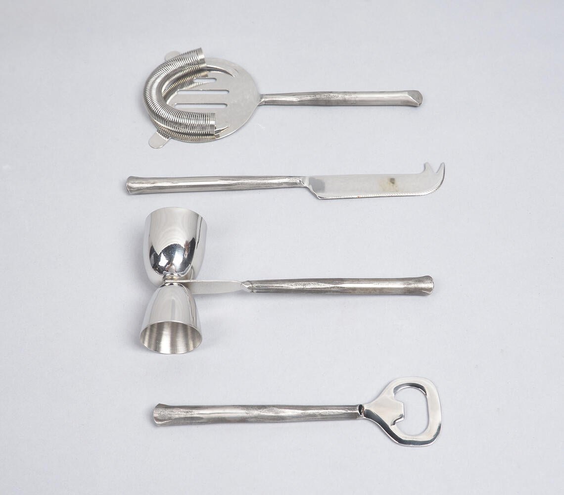 Silver-Toned Stainless Steel Bar Tools (Set of 4) | For The Bar