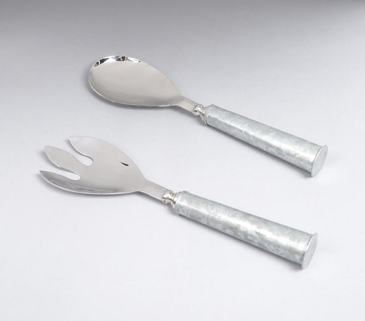 Stainless Steel & Galvanized Iron Salad Servers (Set of 2) | Kitchen