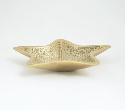 Textured Gold Tined Star Fish Aluminum Tray | Home Decor