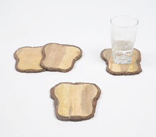 Load image into Gallery viewer, Bread Slice-Shaped Wooden bark Coasters (Set Of 4)
