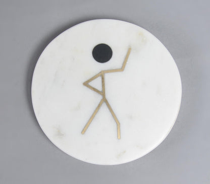 Inlaid Stick Figure Marble Coasters (Set of 4) | Kitchen