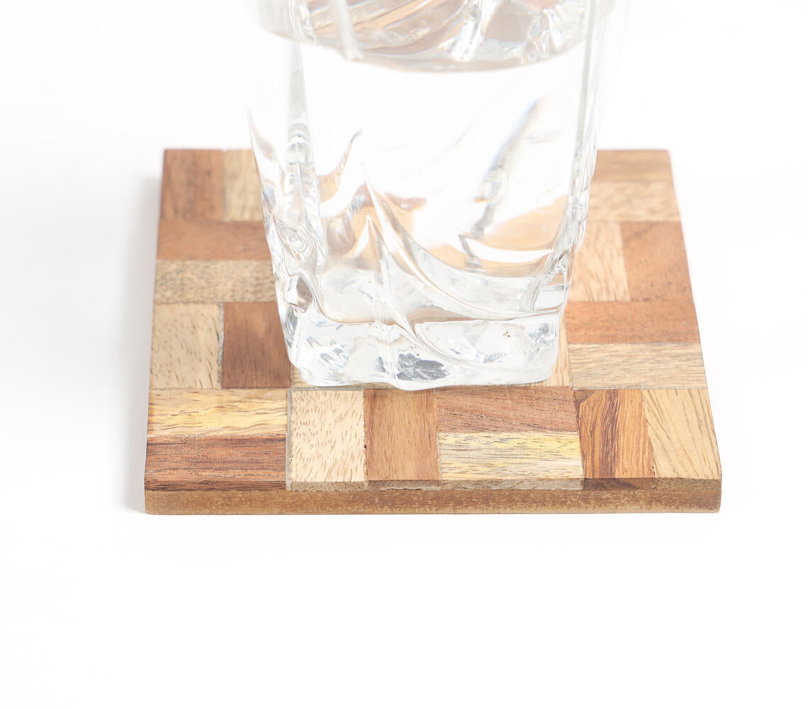 Wooden Puzzle-Block Coasters (Set Of 4) | For the Bar