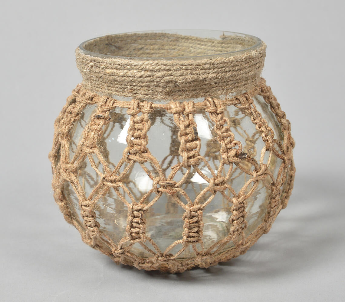 Hand Knotted Jute & Glass Jar Candle Holders (Set of 2) | Candles