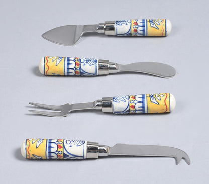 Hand Painted Ceramic & Stainless Steel Botanical Flatware Set | Charcuterie