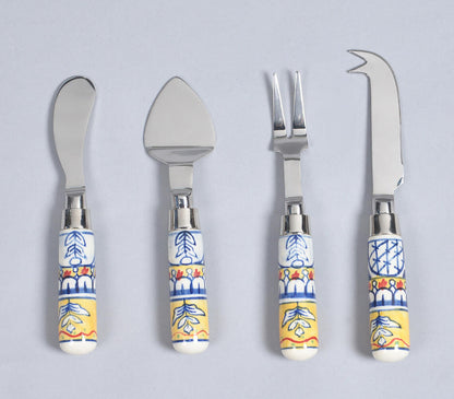 Hand Painted Ceramic & Stainless Steel Botanical Flatware Set | Charcuterie