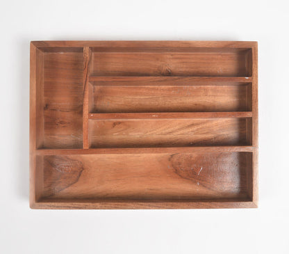 Classic Acacia Wood Flatware Organizer Caddy