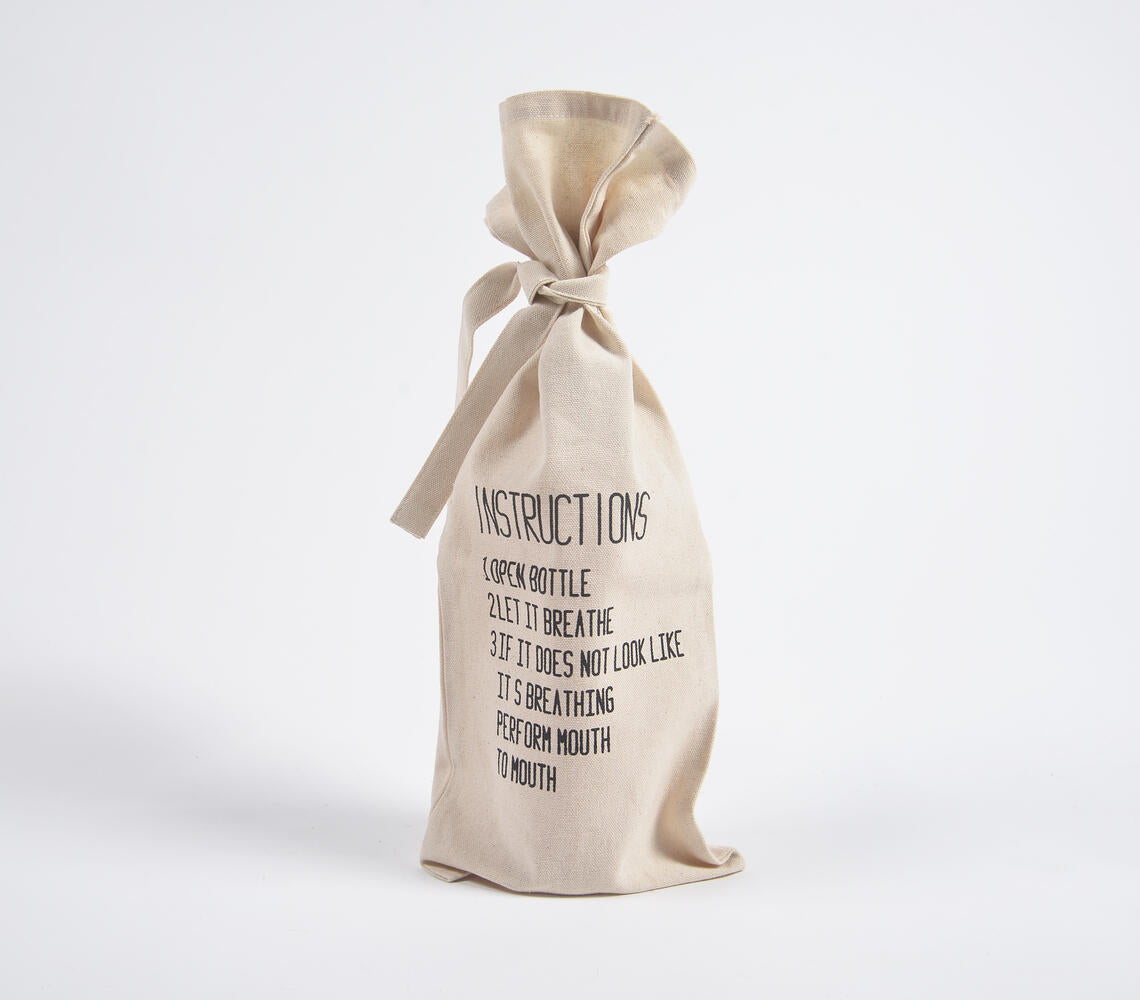 Typographic Drawstring Canvas Wine Bag | Charcuterie