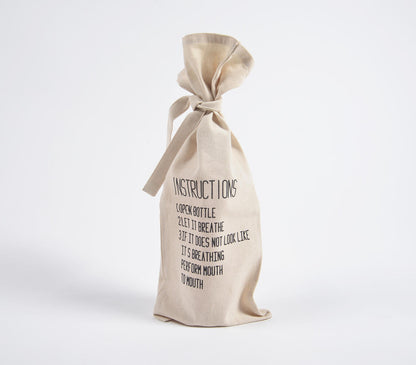 Typographic Drawstring Canvas Wine Bag | Charcuterie