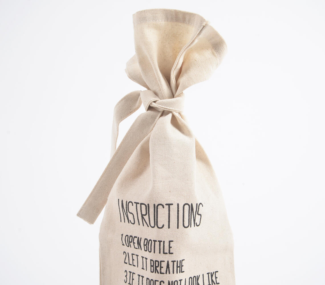 Typographic Drawstring Canvas Wine Bag | Charcuterie