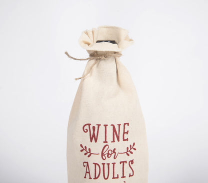 Typographic Drawstring Jute Wine Bag