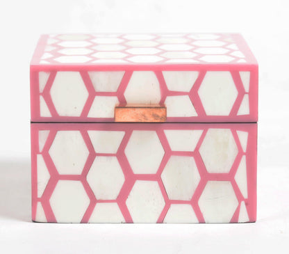 Honeycomb Pink MDF Jewelry Box | Bathroom