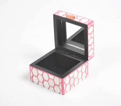 Honeycomb Pink MDF Jewelry Box | Bathroom