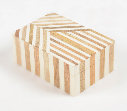 Neutral Striped MDF & Resin Jewelry Box | Bathroom