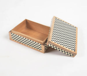 Checkered Monotone Resin & Wood Jewelry Box