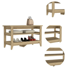 Load image into Gallery viewer, Storage Bench Susho, Upper and Lower Shelf, Light Oak Finish
